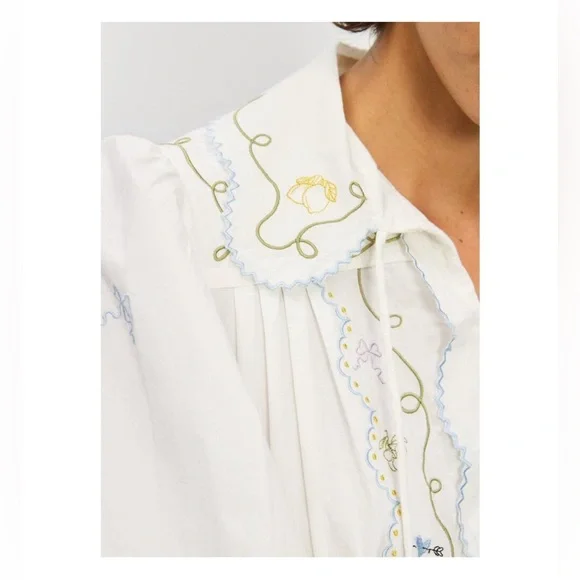 green emerald velvet dress Alemais Hazel Embroidered Midi Dress White main image 0